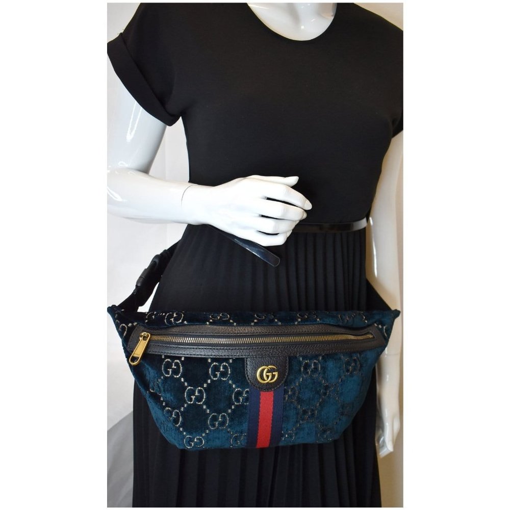 GUCCI GG Monogram Velvet Belt Leather Bumbag - Picture 2 of 12